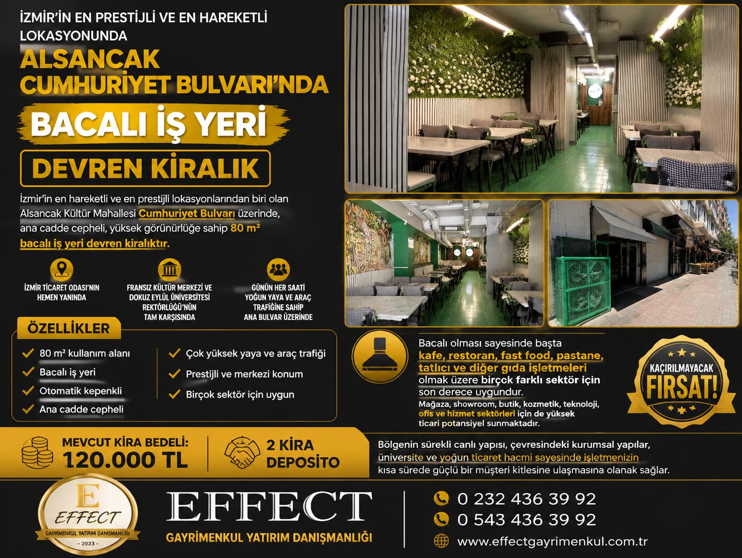 ALSANCAK KÜLTÜR MAHALLESİN DE KAFE & RESTORAN KONSEPTİNE UYGUN