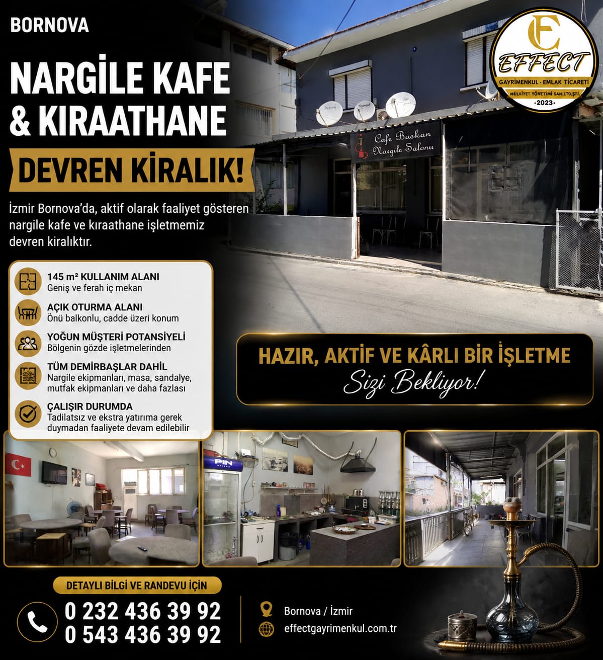 ÇAMDİBİN'DE 145 M² NARGİLE KAFE SALONU